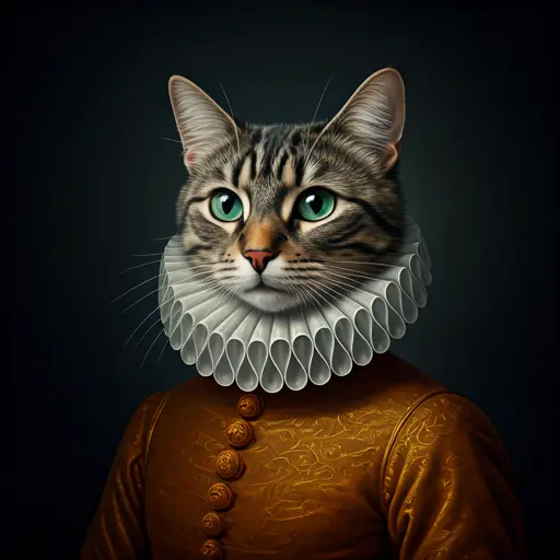 AI generated renaissance style portrait of a cat - creative AI art
